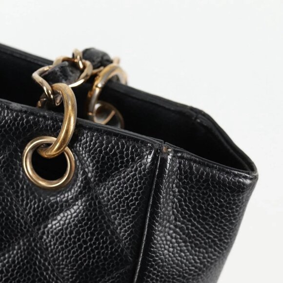 CHANEL Matelasse COCO Mark Chain Tote Bag Caviar Skin Black - Picture 13 of 16